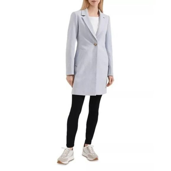 Hobbs London Camellia Twill Coat Light Blue Wool Blend 4 - Picture 1 of 13